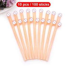 10Pcs Drinking Penis Straws Bride Shower Sexy Hen Night Drink Penis Dick Novelty Nude Straw For Bar Bachelorette Party Supplies (Color: Skin Tone, Ships From: China)