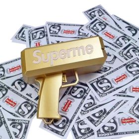 Toy Money Guns, Handheld Cash Gun With 100 Pcs Play Money (Color: Gold)